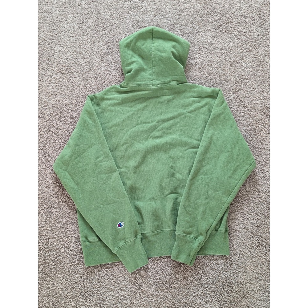 Champion Reverse Weave Hoodie Mens Medium Green Pullover Y2K - Picture 2 of 9